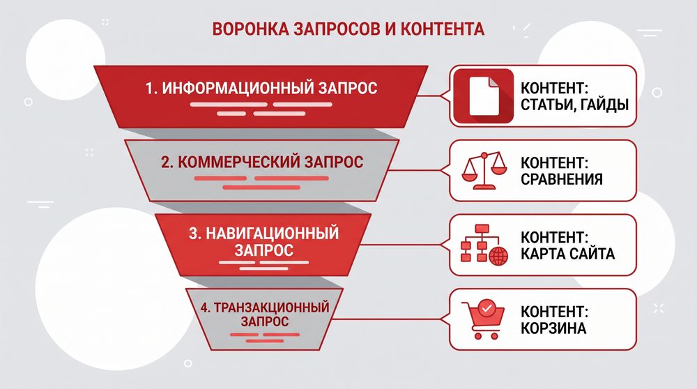 Воронка типов поисковых запросов и подходящего контента